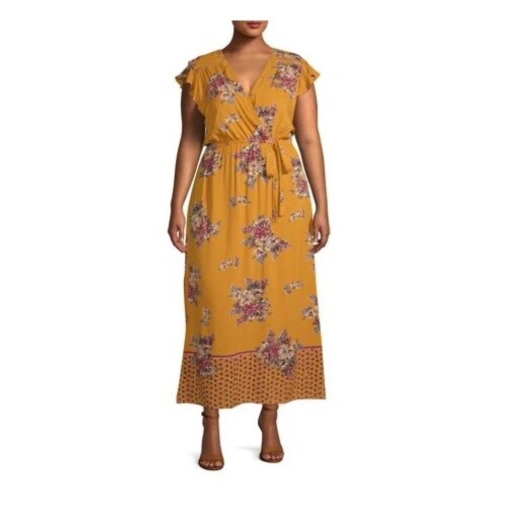Romantic Gypsy Women's Plus Size 4X Large Floral Border Print Maxi Dress